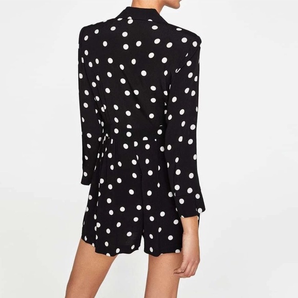 ZARA SHOULDER PADS POLKA DOT JUMPSUIT - Picture 3 of 10